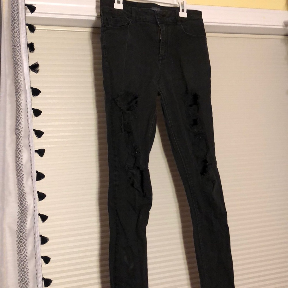 Kendall and Kylie black ripped high waisted jeans